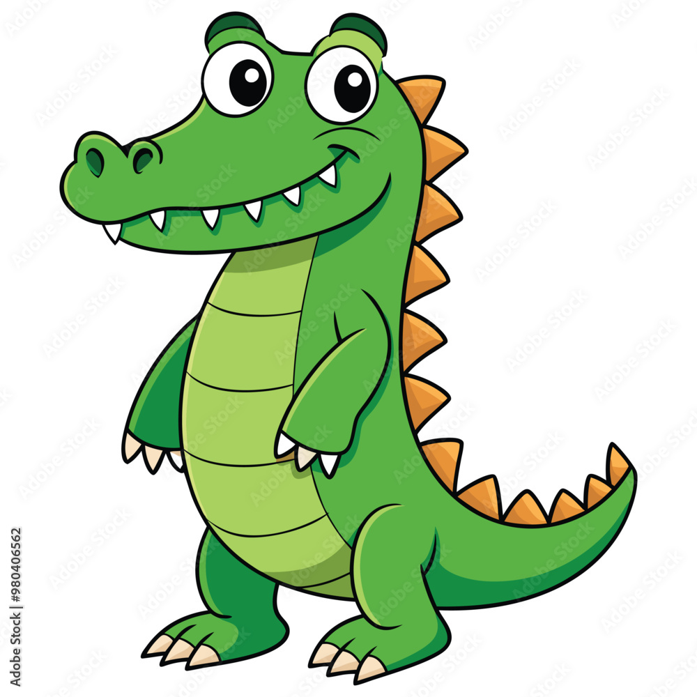 Naklejka premium Vector illustration of a green crocodile smiley face isolated on white background