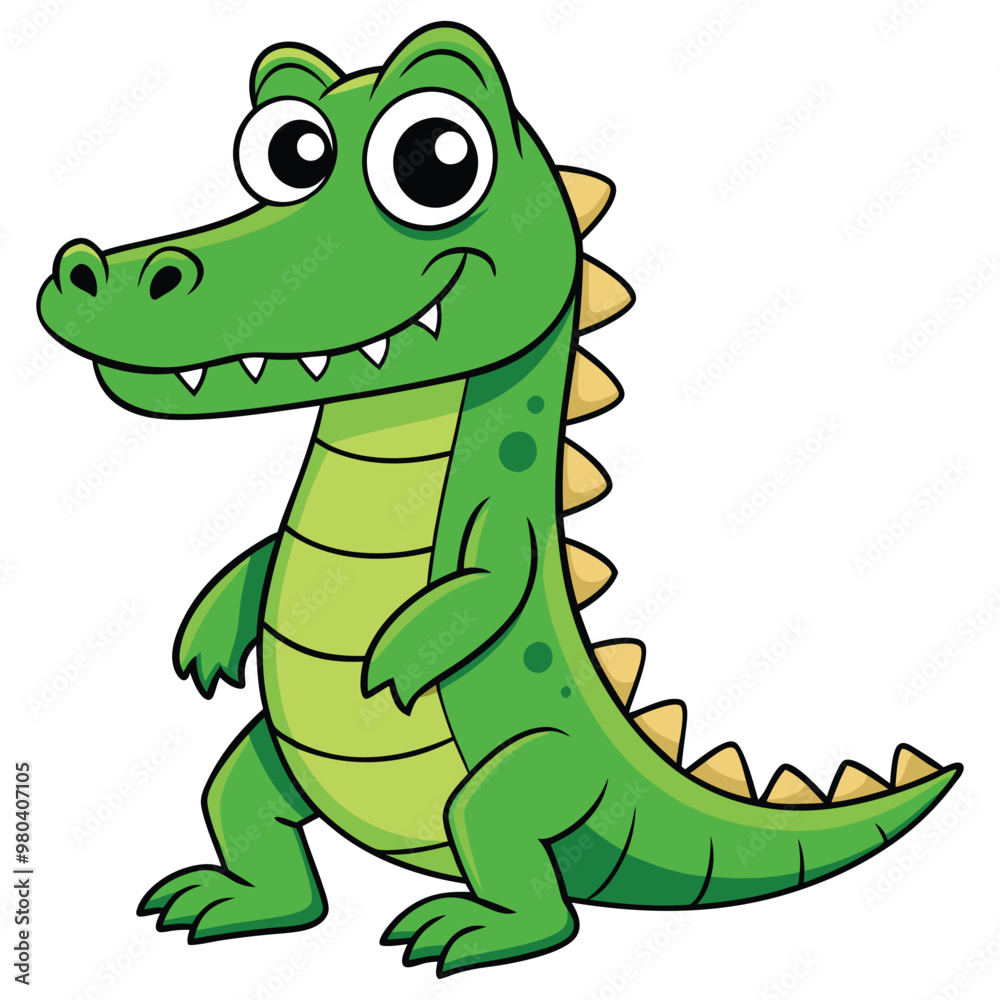 Vector illustration of a green crocodile smiley face isolated on white background Vector illustration of a green crocodile smiley face isolated on white background