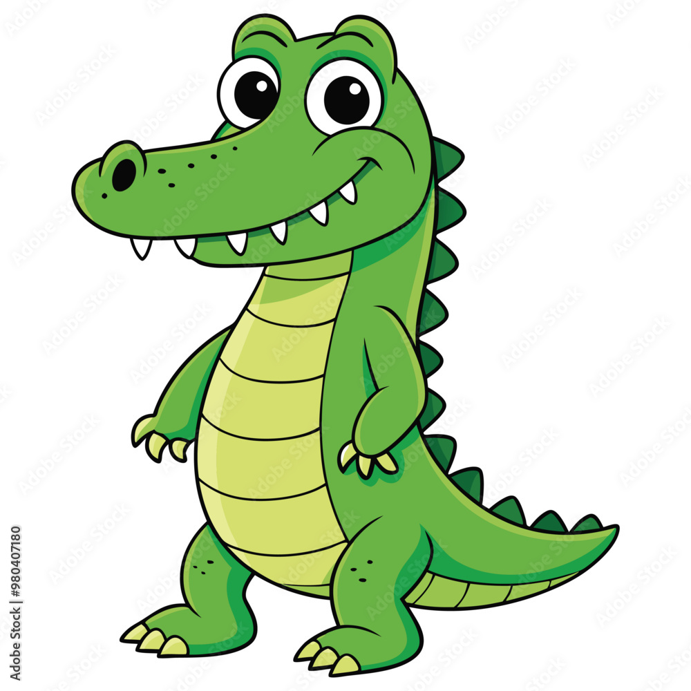 Fototapeta premium Vector illustration of a green crocodile smiley face isolated on white background