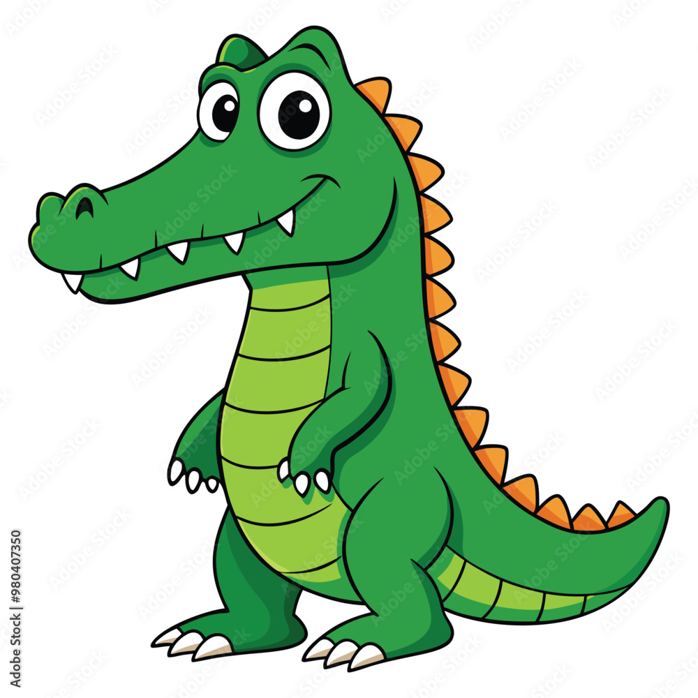Vector illustration of a green crocodile smiley face isolated on white background Vector illustration of a green crocodile smiley face isolated on white background