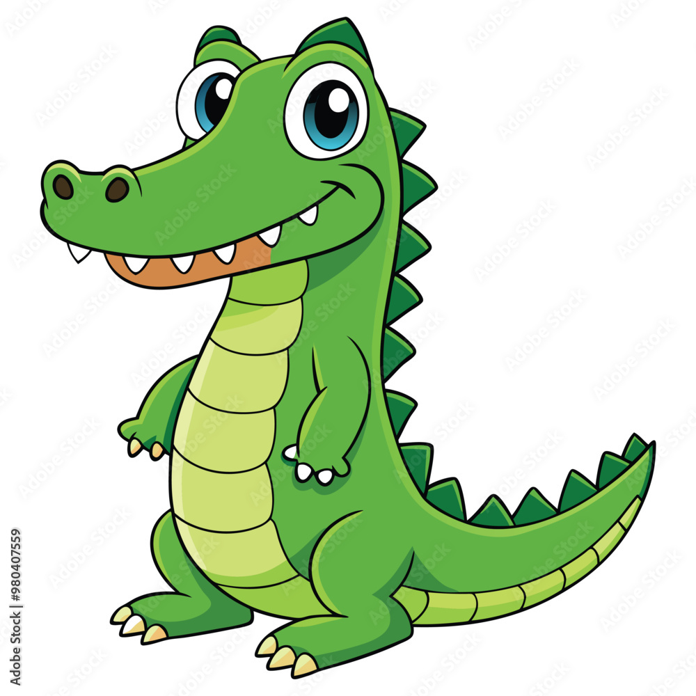 Fototapeta premium Vector illustration of a green crocodile smiley face isolated on white background