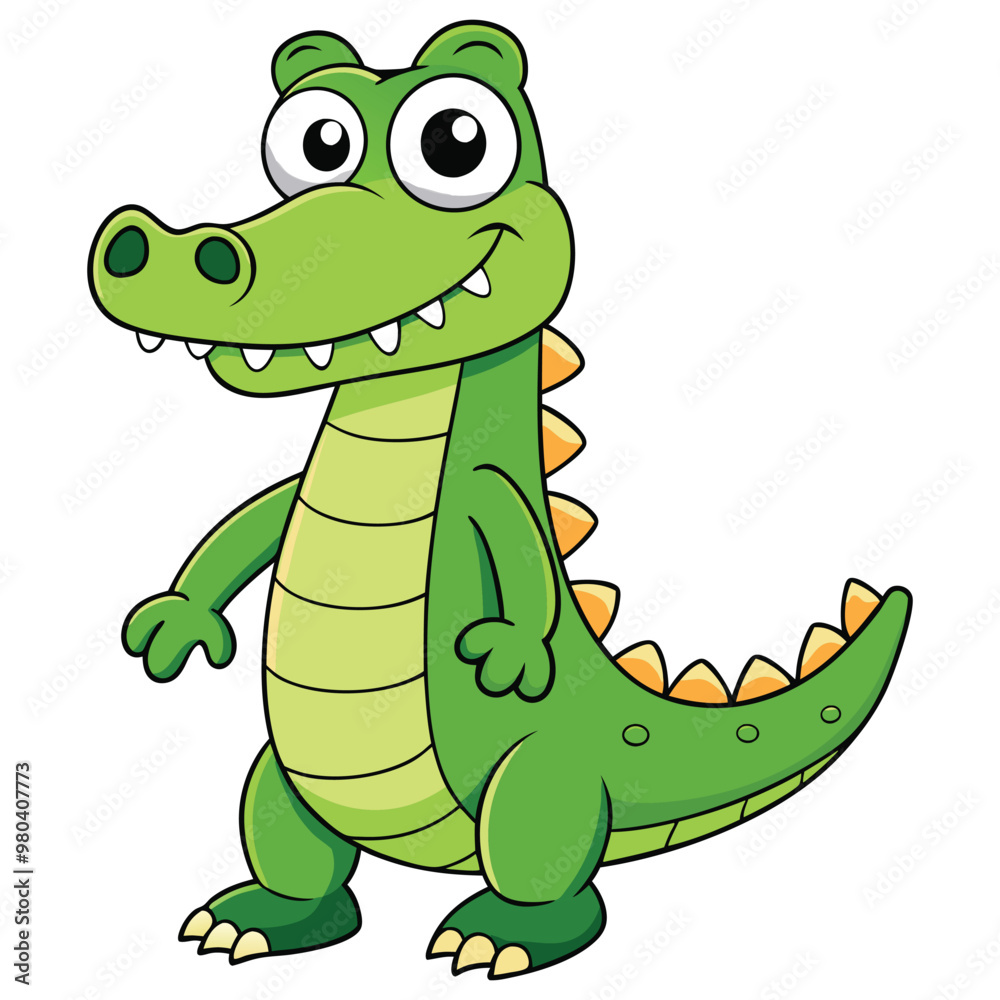 Fototapeta premium Vector illustration of a green crocodile smiley face isolated on white background