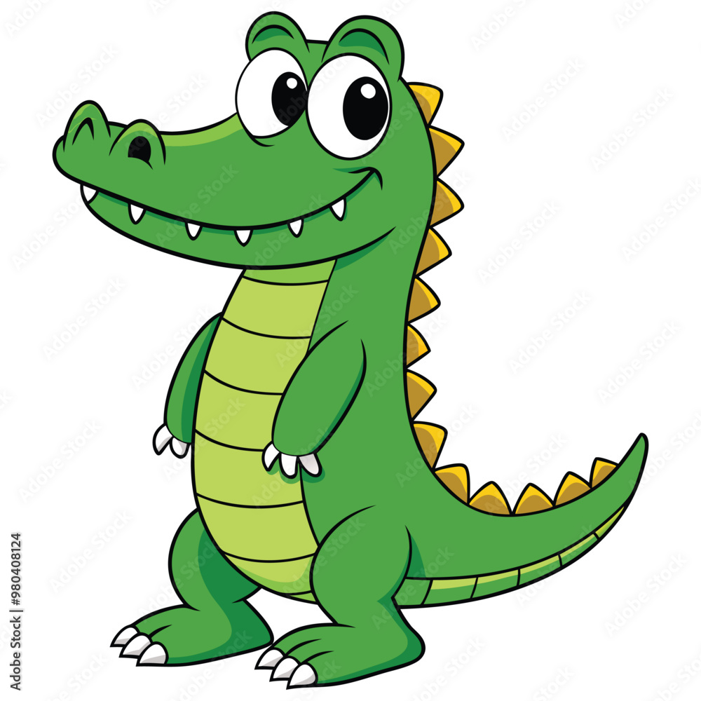 Fototapeta premium Vector illustration of a green crocodile smiley face isolated on white background