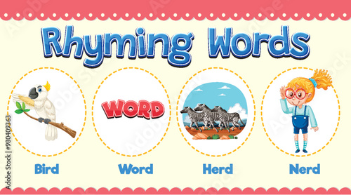 Rhyming Words Educational Illustration