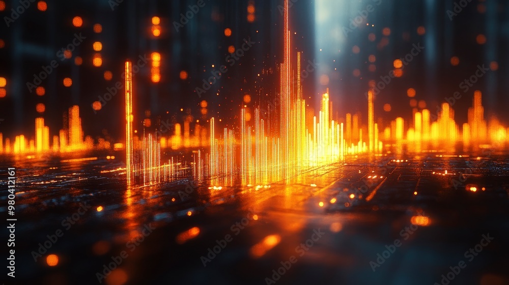 Obraz premium Abstract Neon Cityscape with Glowing Towers