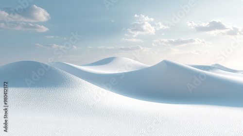 White Sand Dunes Landscape with Blue Sky and Clouds