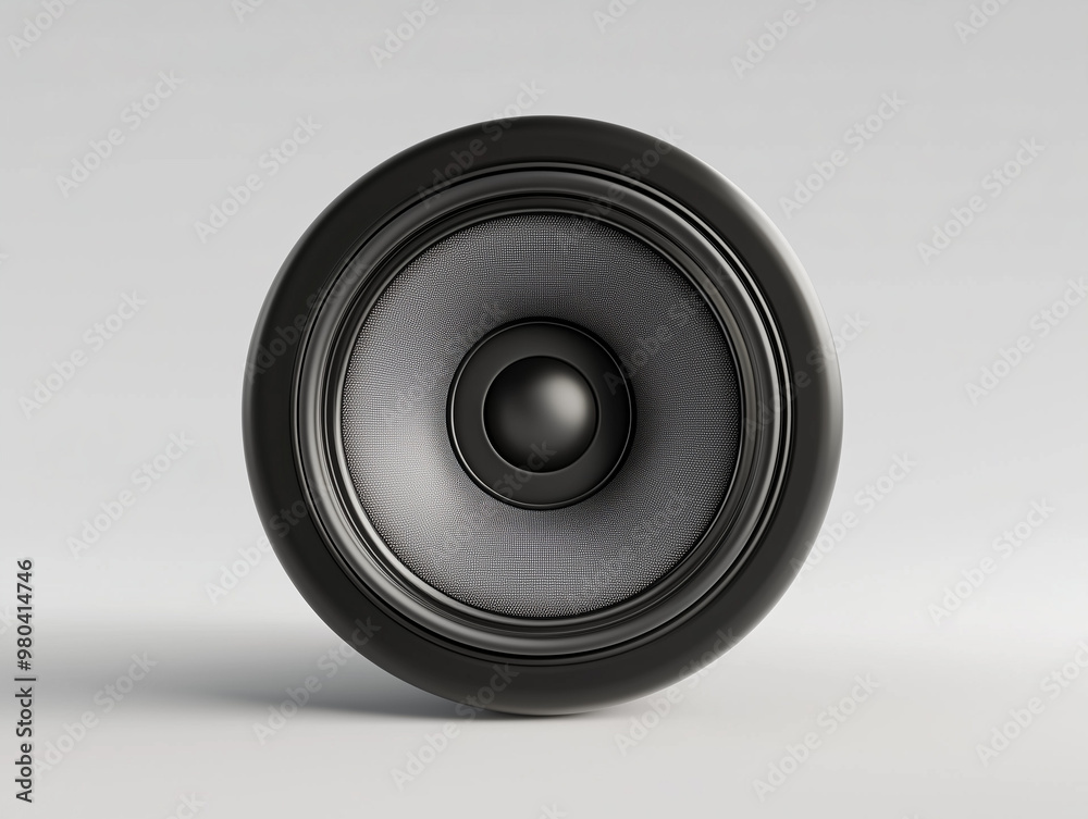 Perspective view of a giant speaker, isolated on white background Perspective view of a giant speaker, isolated on white background