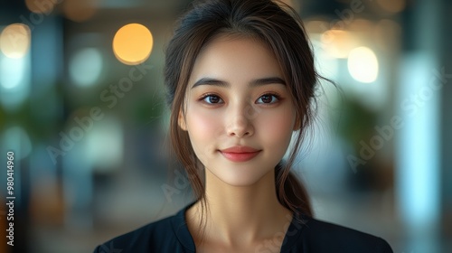 Portrait of a Confident Young Woman in a Modern Office Setting