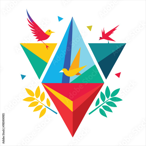 Low Poly Triangle shape vector birds