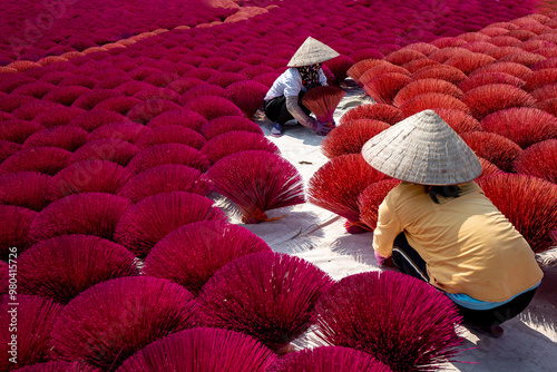 Người dân ứng hoà, hà Nội, phơi nhang photo