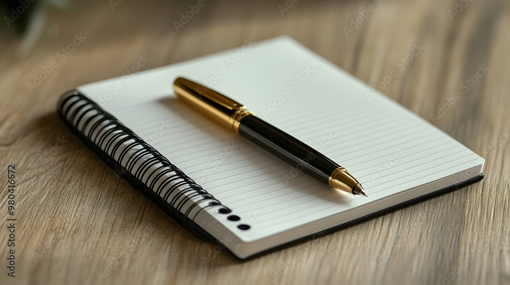 Close-Up of Spiral Notebook with Pen on Light Wooden Surface, Featuring Soft Lighting and Polished Magazine Aesthetic Close-Up of Spiral Notebook with Pen on Light Wooden Surface, Featuring Soft Lighting and Polished Magazine Aesthetic