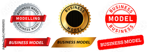 Business model project strategy stamp badge sticker seal sign idea design set collection