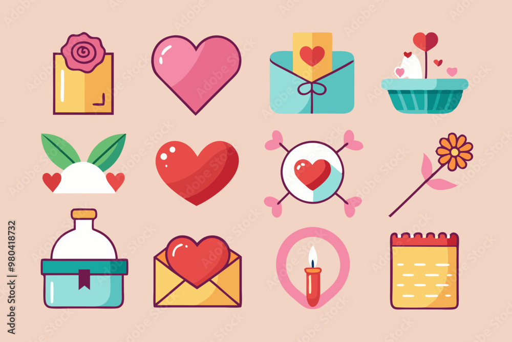 vector illustration of love and heart icons vector illustration of love and heart icons