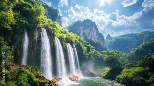waterfall in the mountains