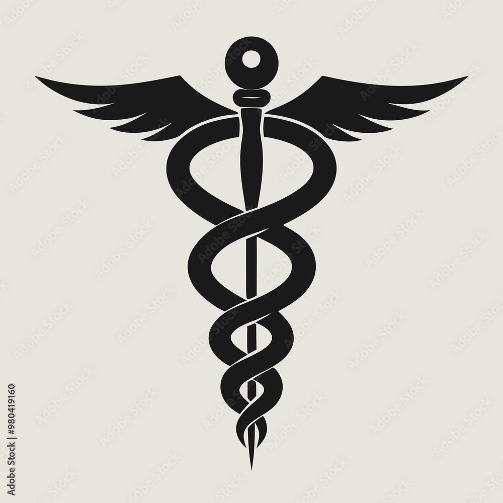 vector illustration of caduceus-health-symbol-asclepias-s-wand-icon-black vector illustration of caduceus-health-symbol-asclepias-s-wand-icon-black