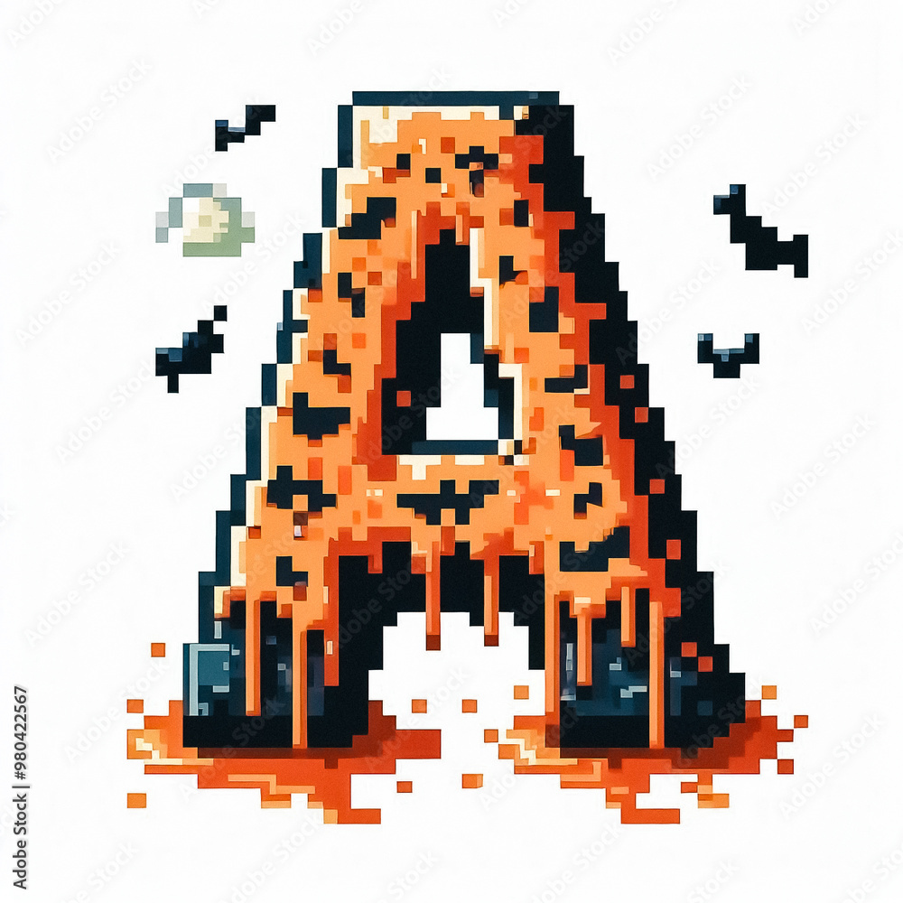 Fototapeta premium Alphabet letter A halloween themed in pixel art style