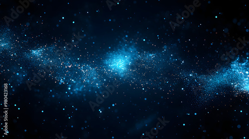 Blue Particle Effect on Black Background