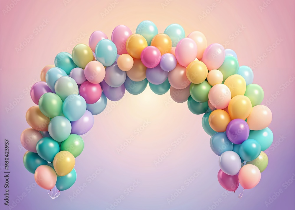 Vibrant pastel balloons create a stunning arch against a soft, ombre-inspired gradient backdrop, evoking feelings of whimsy, joy, and celebration in a beautifully styled setting. Vibrant pastel balloons create a stunning arch against a soft, ombre-inspired gradient backdrop, evoking feelings of whimsy, joy, and celebration in a beautifully styled setting.