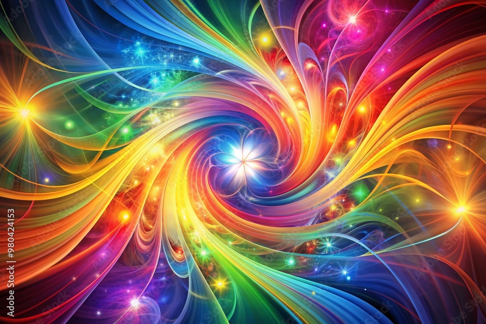 Vibrant swirling shapes and lines dance across a bright multi-colored background, evoking a sense of dynamic energy and creativity, ideal for artistic and design projects. Vibrant swirling shapes and lines dance across a bright multi-colored background, evoking a sense of dynamic energy and creativity, ideal for artistic and design projects.