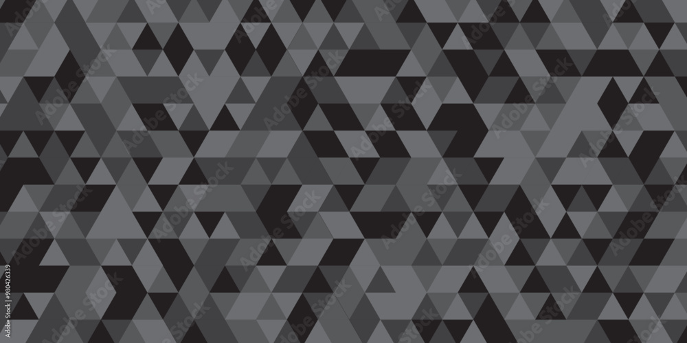 Triangle shape retro wall grid pattern geometric ornament tile vector square element. Abstract geometric black and gray background seamless mosaic and low polygon triangle texture wallpaper. Triangle shape retro wall grid pattern geometric ornament tile vector square element. Abstract geometric black and gray background seamless mosaic and low polygon triangle texture wallpaper.
