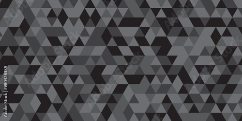 Triangle shape retro wall grid pattern geometric ornament tile vector square element. Abstract geometric black and gray background seamless mosaic and low polygon triangle texture wallpaper. 