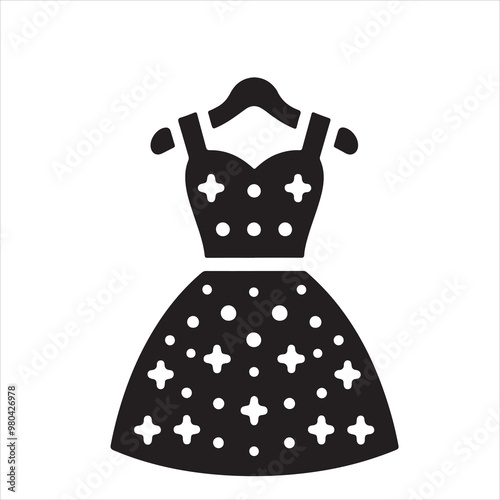 Dress icon silhouette on white background
