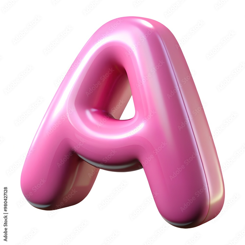 Pink letter A balloon 3D render icon isolated on white background Pink letter A balloon 3D render icon isolated on white background