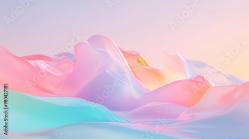 A soft, dreamy landscape of pastel colors blending harmoniously in waves, perfect for creative and calming projects.