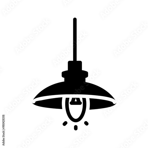 Vector solid black icon for Ceilling lamp