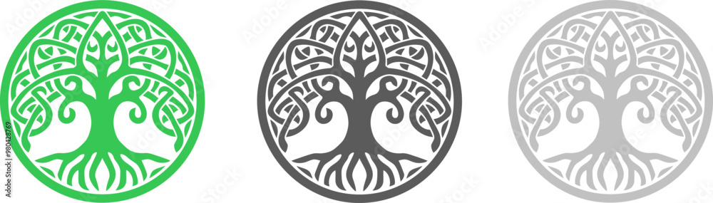 Celtic tree ornament icon silhouette. Vector template eps10 design. Celtic tree ornament icon silhouette. Vector template eps10 design.