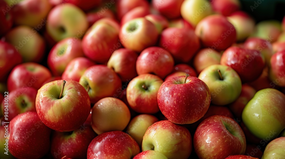 Vibrant red and yellow apples for freshness and nutrition in food art Vibrant red and yellow apples for freshness and nutrition in food art