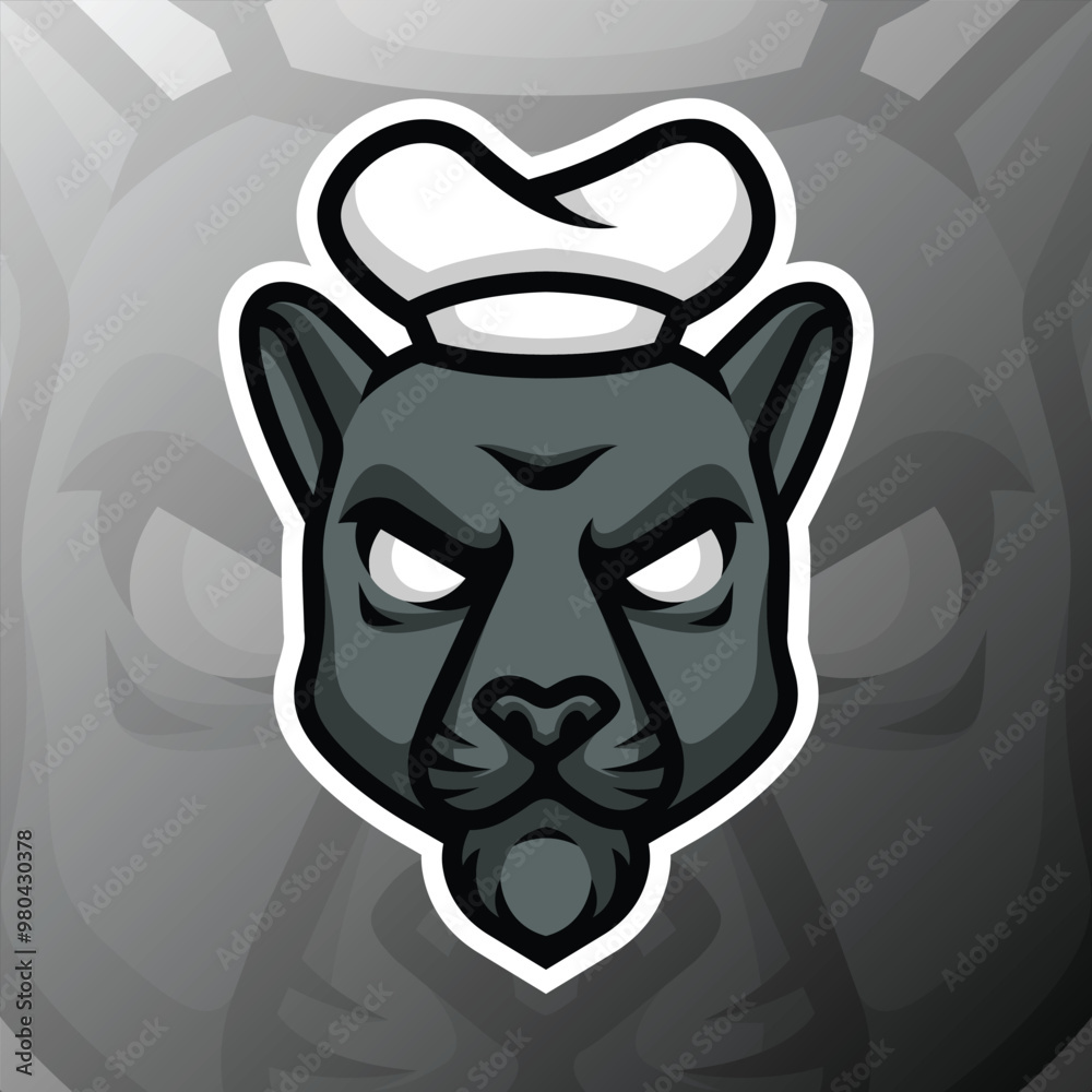 Obraz premium A panther head wearing a chef's hat