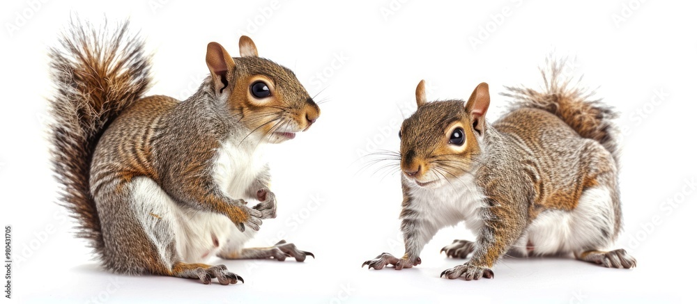 Beautiful photo of playing ground squirrels on the edge of a white background Beautiful photo of playing ground squirrels on the edge of a white background