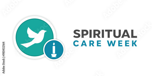 Spiritual Care Week. Bird and candle. Great for cards, banners, posters, social media and more. White background.