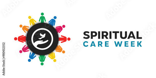 Spiritual Care Week. Bird, hand and peoples. Great for cards, banners, posters, social media and more. White background.