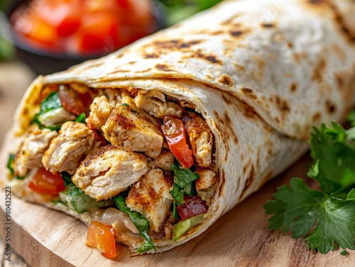 Chicken and hummus in a traditional and flavorful shawarma wrap - ai