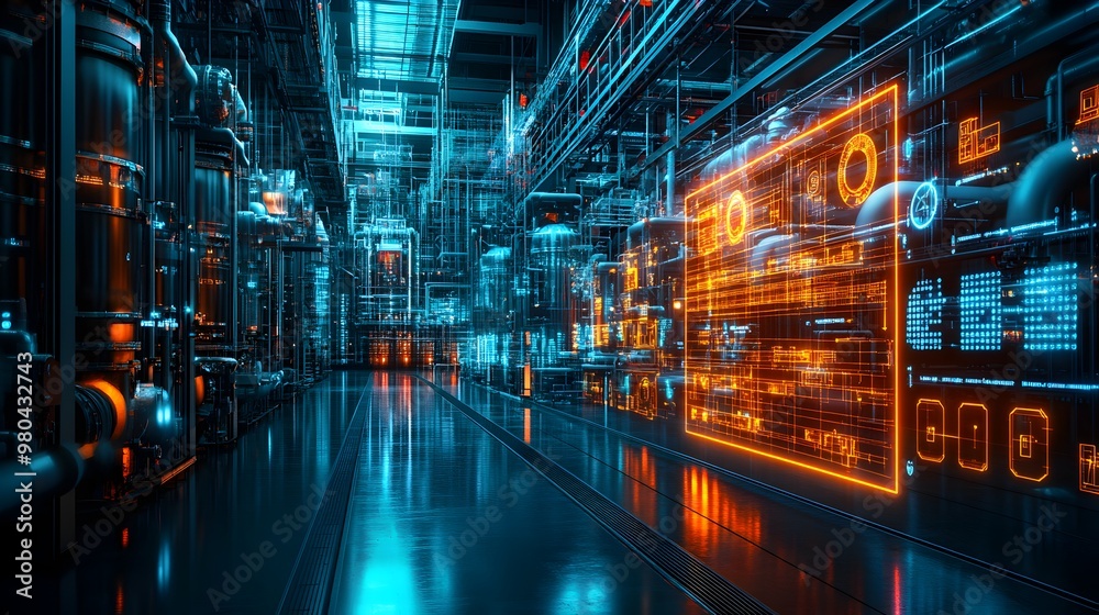 Futuristic Industrial Factory Automation and Production Technology Futuristic Industrial Factory Automation and Production Technology