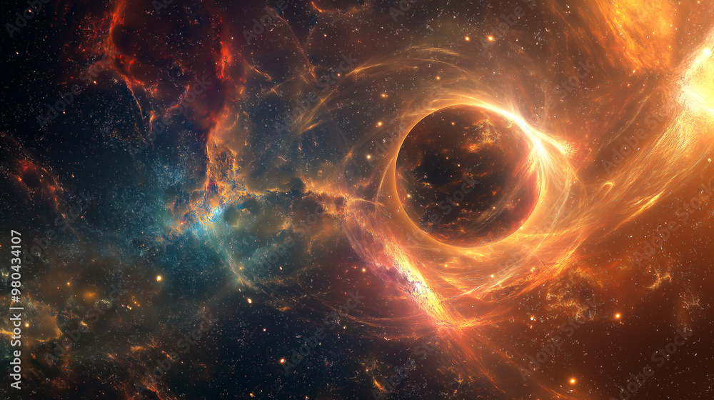 Obraz premium Stunning Cosmic Black Hole Surrounded by Glowing Nebula