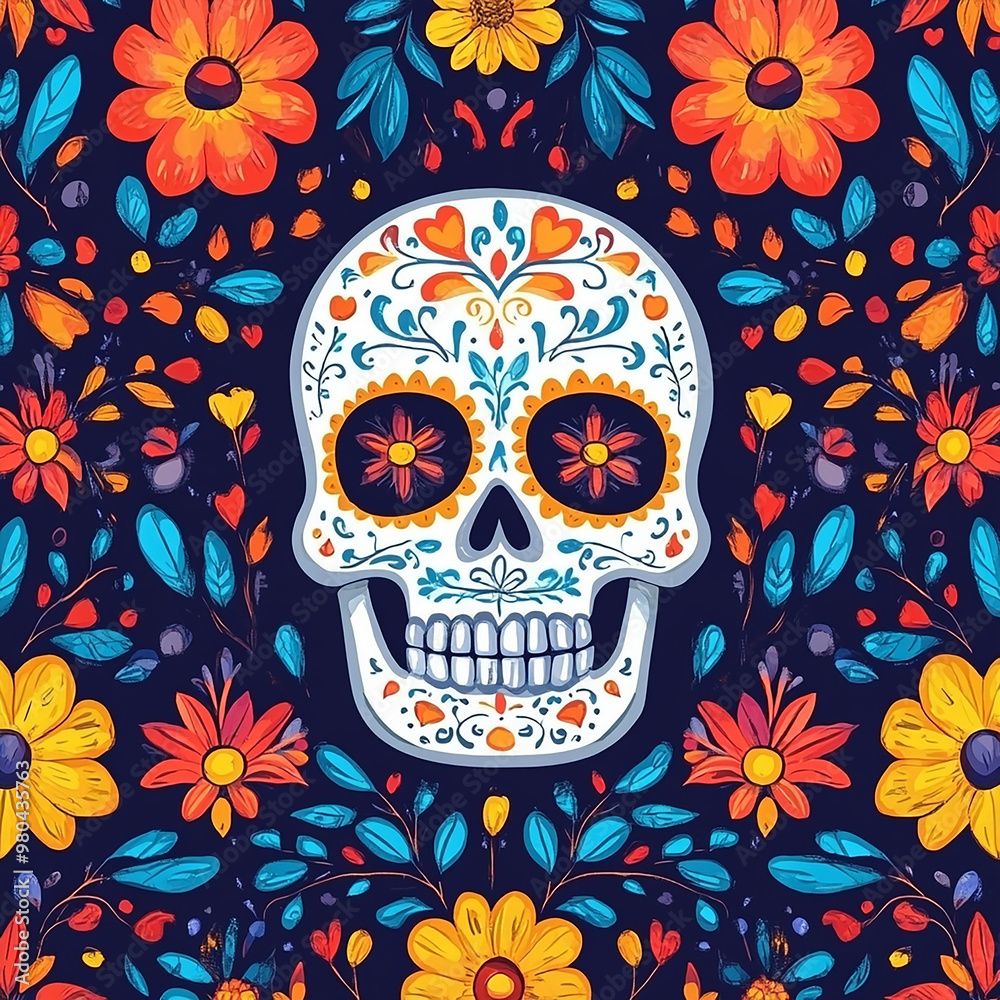 Hand drawn dia de muertos background