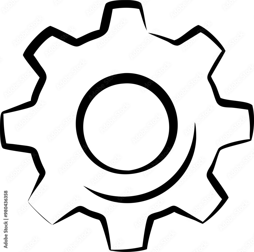 A black and white drawing of a gear A black and white drawing of a gear