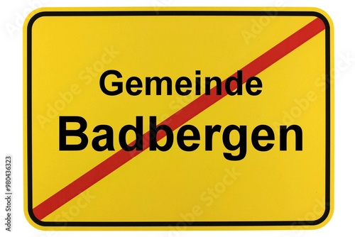 Illustration eines Ortsschildes der Gemeinde Badbergen in Niedersachsen