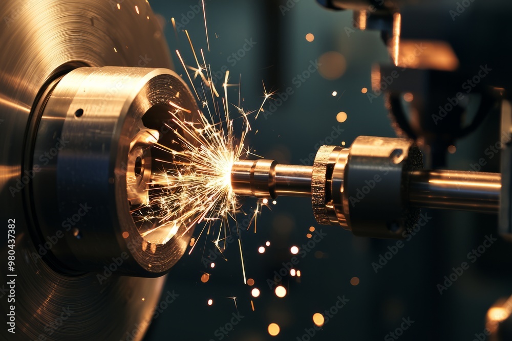 CNC Grinding Machine Sharpens The Edges Of A Metal Tool. Sparks Fly As The Grinder Makes Contact With The Tool CNC Grinding Machine Sharpens The Edges Of A Metal Tool. Sparks Fly As The Grinder Makes Contact With The Tool