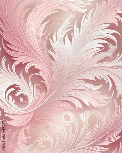 Feathered swirls with gradient from pastel pink to soft white