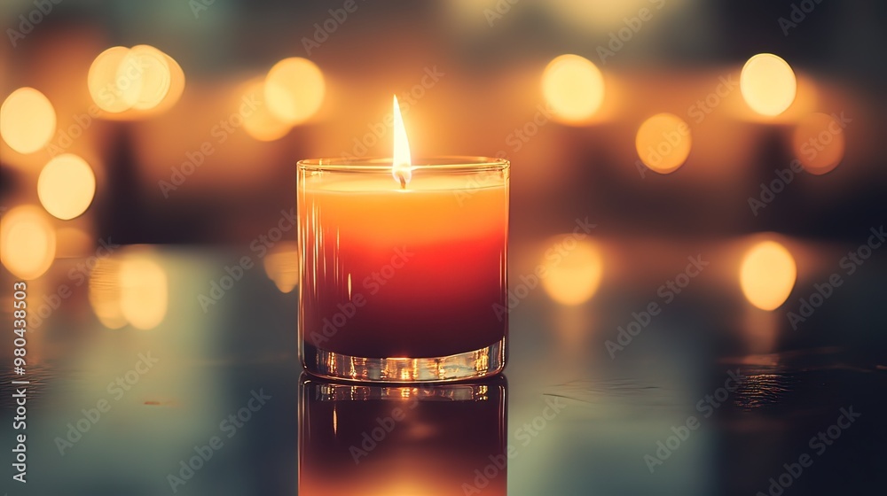 A Single Candle Burning Brightly in a Warm Atmosphere A Single Candle Burning Brightly in a Warm Atmosphere
