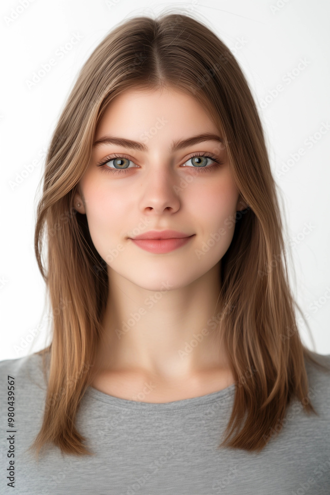 Portrait Studentin mit hellen Haaren für Ausweis Portrait Studentin mit hellen Haaren für Ausweis