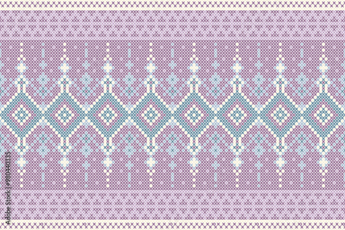 Ethnic Abstract, Design Vintage Knitted Pattern. Seamless Background