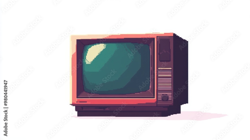 Pixel art old television vector icon for 8bit game on white background,vector icon for 8bit game and vintage technology concept represented by tv icon,space for text. Pixel art old television vector icon for 8bit game on white background,vector icon for 8bit game and vintage technology concept represented by tv icon,space for text.