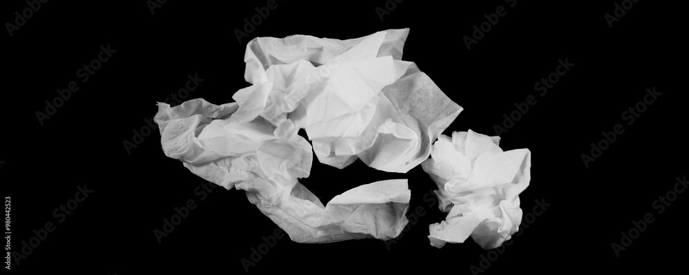 White tissues on black background White tissues on black background