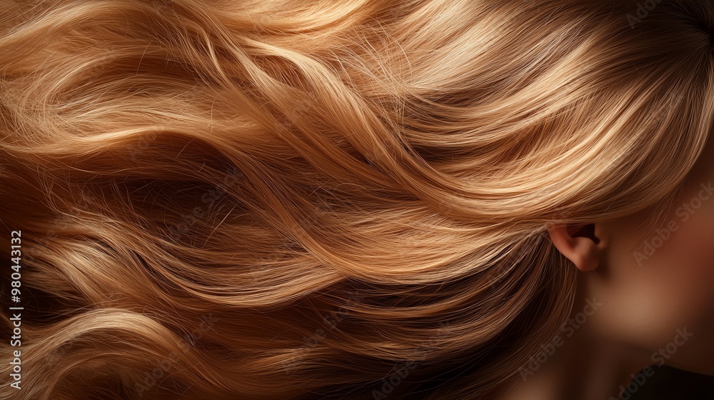 Naklejka premium Closeup of beautiful blonde hair with soft curls.