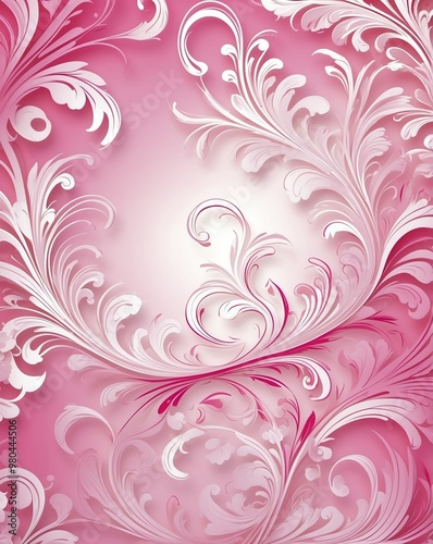 Floral swirl with gradient of pink to soft white